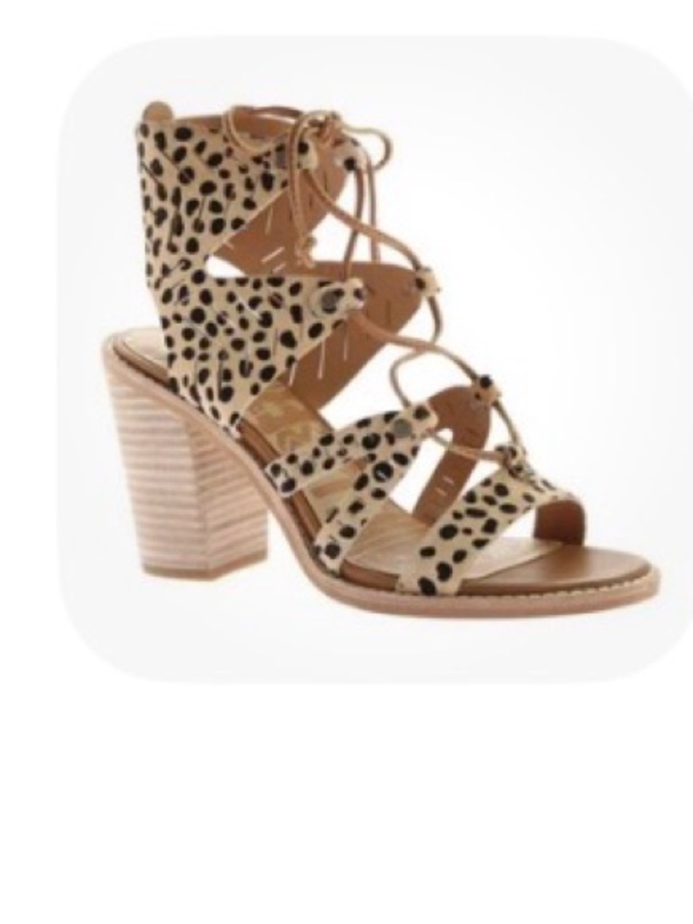 Dolce Vita Leopard Print Strappy Block Heel Sandal - Tan/Black